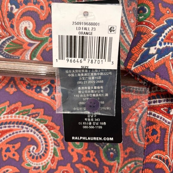 Lauren Ralph Lauren Double Faced Georgette Wrap Dress Size 14 Orange Print - Picture 12 of 14